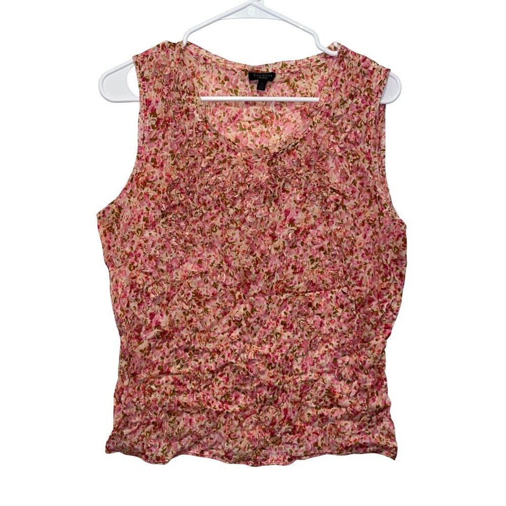 Talbots Womens Sleeveless Pink  Floral Print Blouse Size 12